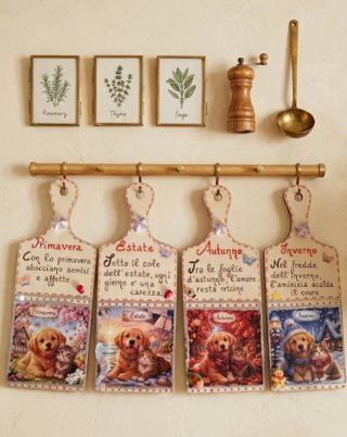 Set 4 Taglieri Decorativi Stagioni
