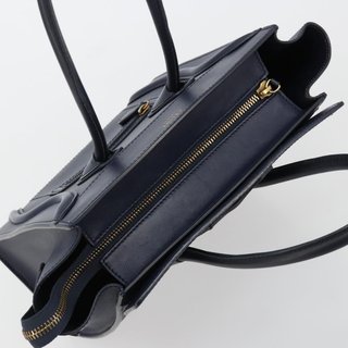 CELINE Luggage Micro Shopper Hand Bag Leather