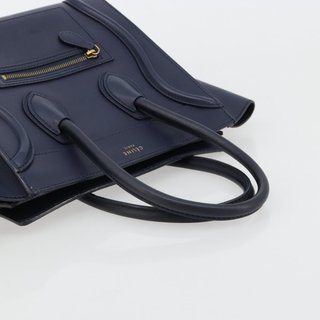 CELINE Luggage Micro Shopper Hand Bag Leather