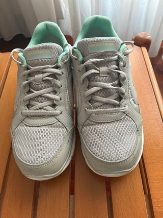 Zapatillas Skechers Mujer Memory Foam Gris/Verde