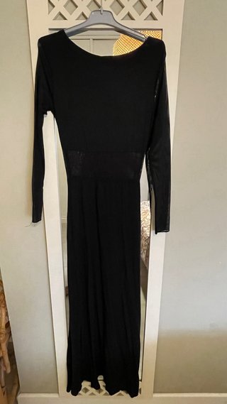 Vestido Negro Largo Transparencias Fiesta
