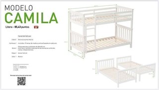 Litera madera mod.Camila convertible en 2 camas