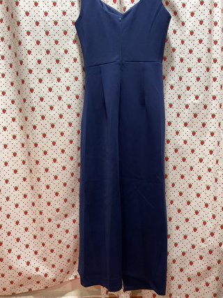 Vestido fiesta largo azul con corte