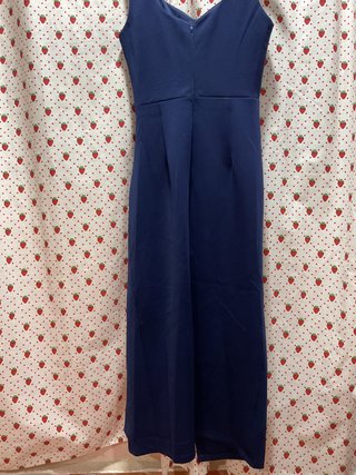 Vestido fiesta largo azul con corte