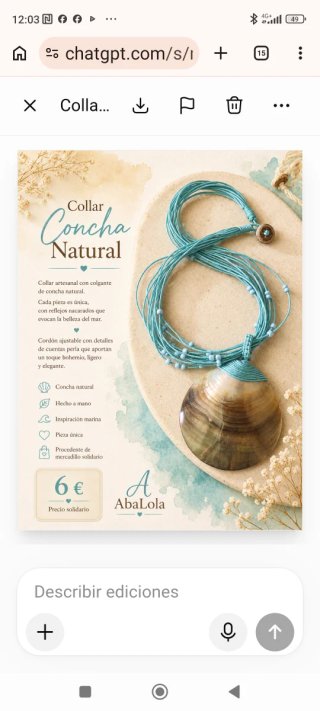 Collar Concha Natural Artesanal AbaLola
