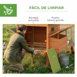 Gallinero Grande Madera Exterior con 2 Nidos