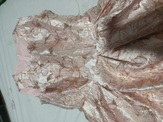 Vestido fiesta dorado y rosa floral