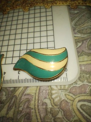 Orecchini vintage clip beige e blu