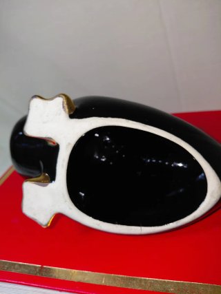 Figura Pato Negro Brillante y Oro Mid-Century