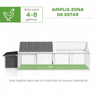 Gallinero Exterior Madera 240x112.5x76 cm