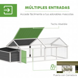 Gallinero Exterior Madera 240x112.5x76 cm