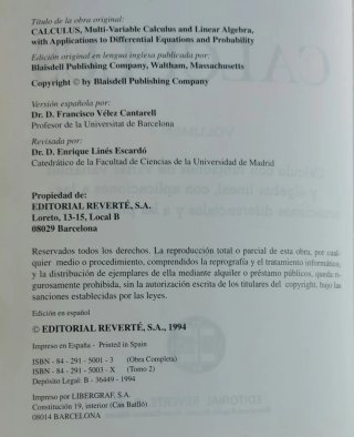 CALCULUS Volumen 2. Tom M. Apostol