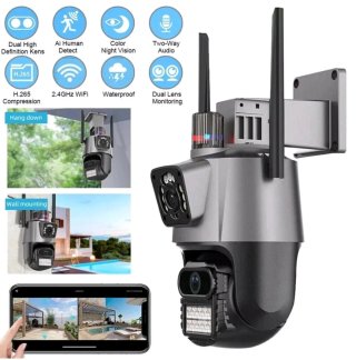 DOPPIA TELECAMERA WiFi IP CAM PTZ  Camera Dome WIR