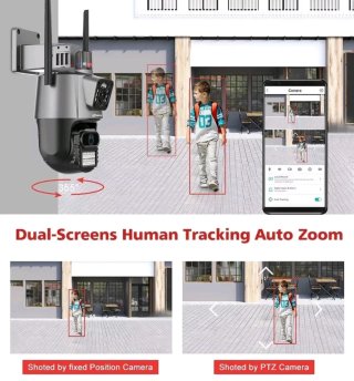 DOPPIA TELECAMERA WiFi IP CAM PTZ  Camera Dome WIR