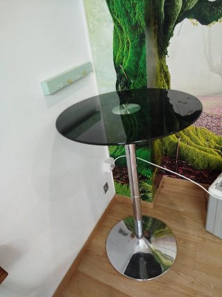 Mesa de bar redonda cristal y metal