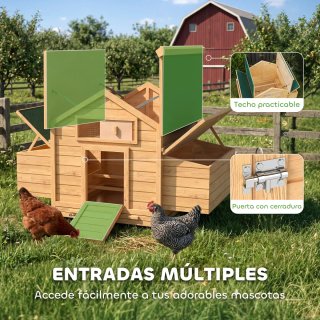 Gallinero Madera Exterior con 2 Nidos