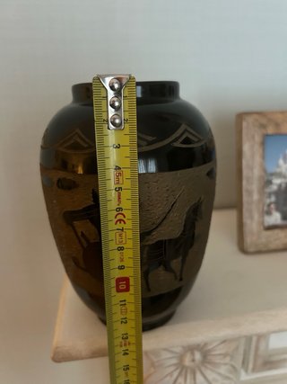 Jarrón chino laca y madera s.XIX