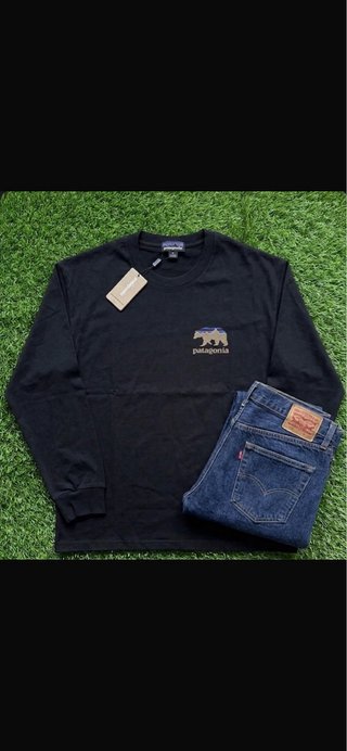 Camiseta Patagonia Negra Manga Larga