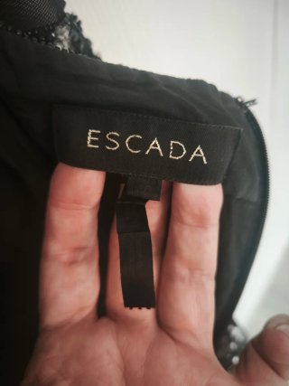 Vestido Escada Negro y Plateado
