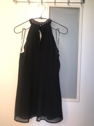 Top Zara Halter Negro Pedrería Talla XS