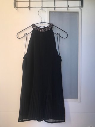 Top Zara Halter Negro Pedrería Talla XS