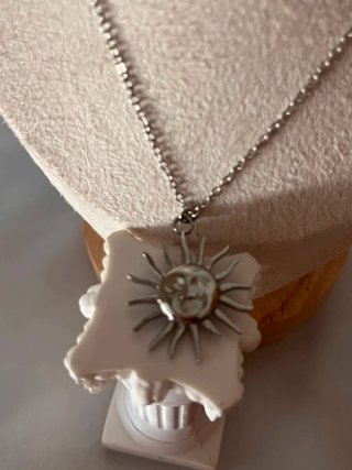 Collar Sol Cara Sonriente Plata
