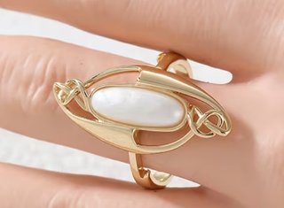 Anello Art Déco placcato oro, tg. 7