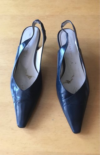 Zapatos tacón sensato destalonados azul