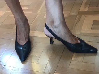 Zapatos tacón sensato destalonados azul