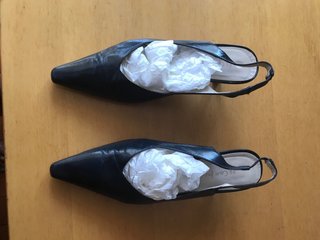 Zapatos tacón sensato destalonados azul