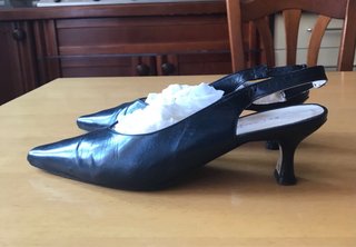 Zapatos tacón sensato destalonados azul