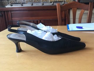 Zapatos tacón sensato destalonados azul
