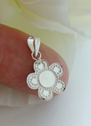 Colgante Flor Ónice 925 Plata Ley