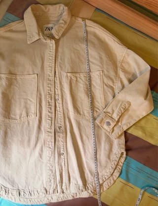 Sobrecamisa Zara Oversize Crema Talla S