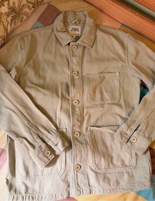 Sobrecamisa Zara Oversize Bolsillos Verde S