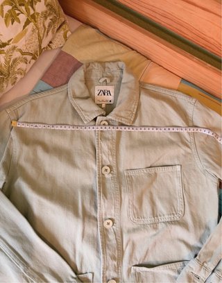Sobrecamisa Zara Oversize Bolsillos Verde S