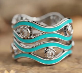 Anello fascia argento vintage turchese