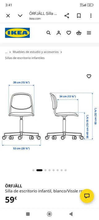 Silla de escritorio infantil ÖRFJÄLL IKEA