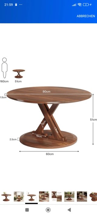 Mesa de centro redonda de madera