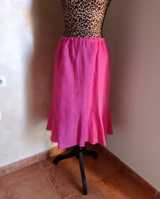 Conjunto falda y blusa fucsia