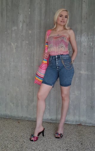 Shorts jeans vintage blu