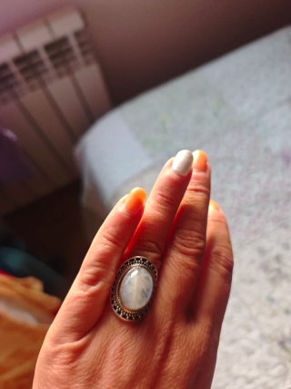 Anillo Piedra Luna Plata