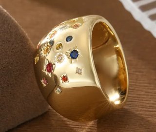 Anello fascia cielo stellato tg 8 oro