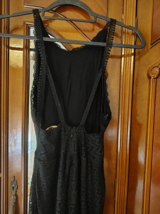 Vestido largo encaje negro vintage
