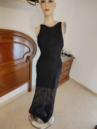 Vestido largo encaje negro vintage