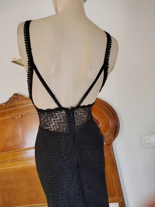 Vestido largo encaje negro vintage