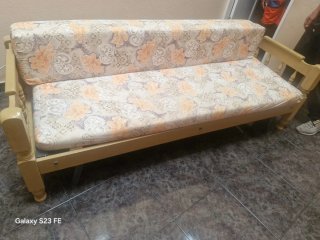 Sofá Cama Madera y Tela