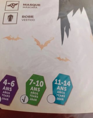 Disfraz niño 8 años negro con máscara