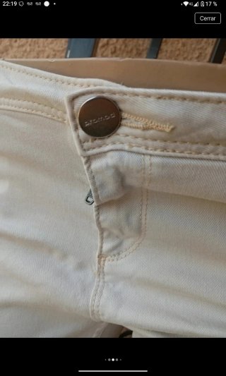 Pantalón Pitillo Promod Push Up Talla 38 Crema