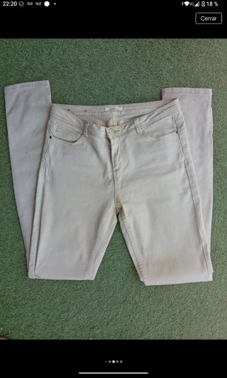 Pantalón Pitillo Promod Push Up Talla 38 Crema